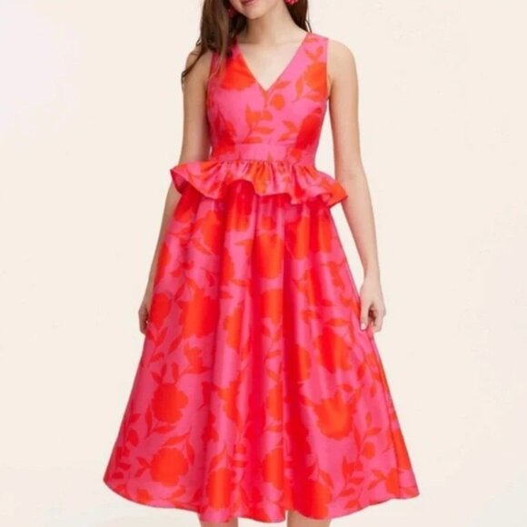 New! Kate Spade X Target Classic Rose Peplum Midi Dress - Picture 3 of 8